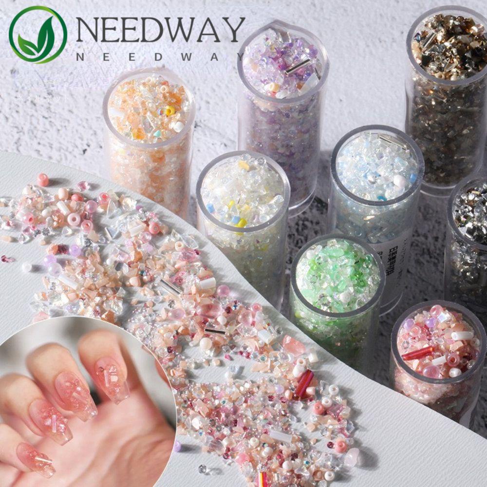 Needway   Manik-Manik Nail Art Fashion Gadis Kuku Kecantikan Kristal Kerikil Manik-Manik Manikur Aksesoris Kuku Berlian Imitasi