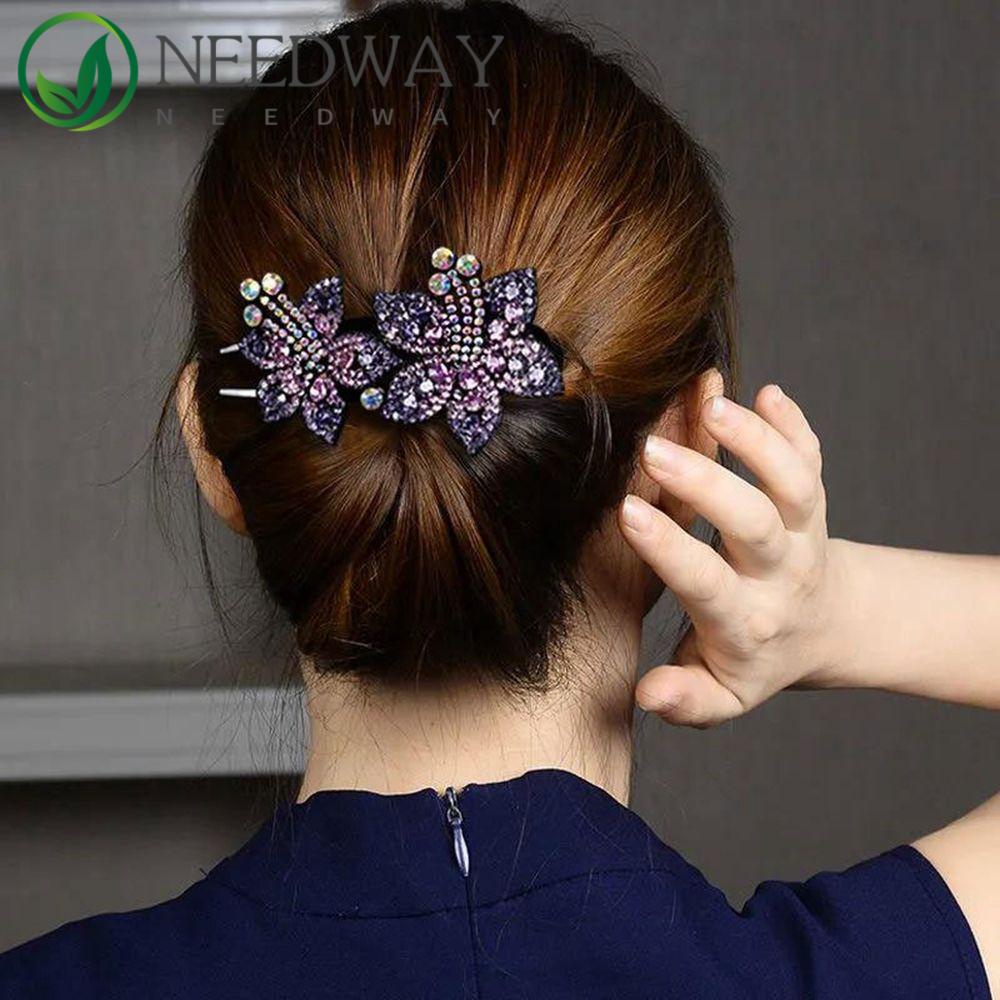 Needway   Klip Rambut Bunga Temperamen Elegan Ibu Klip Rambut Resin Antiquity Headwear Hairstyle Tools Gaya Korea Jepit Rambut