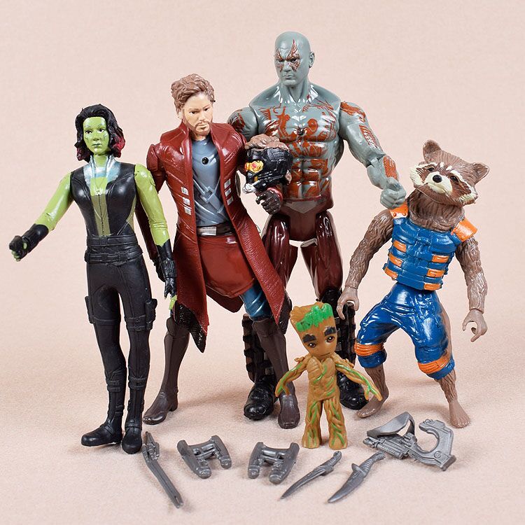 17cm Marvel Legends Figure Guardians Of The Galaxy Star-lord/Groot/Gamora/Rocket Raccoon/Drax 5pcs/Set Figure Mainan