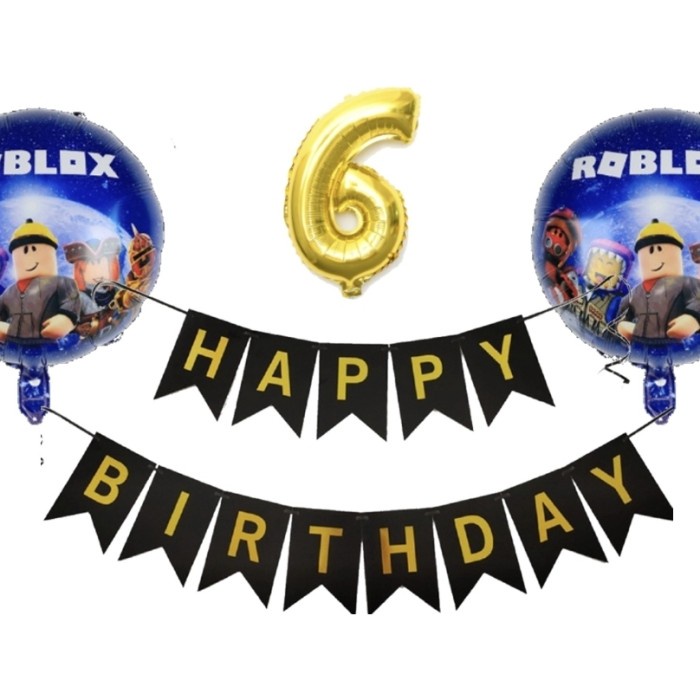 New Trend Decoration simple dekorasi ulang tahun anak tema game Roblox / balon foil roblox - paket C
