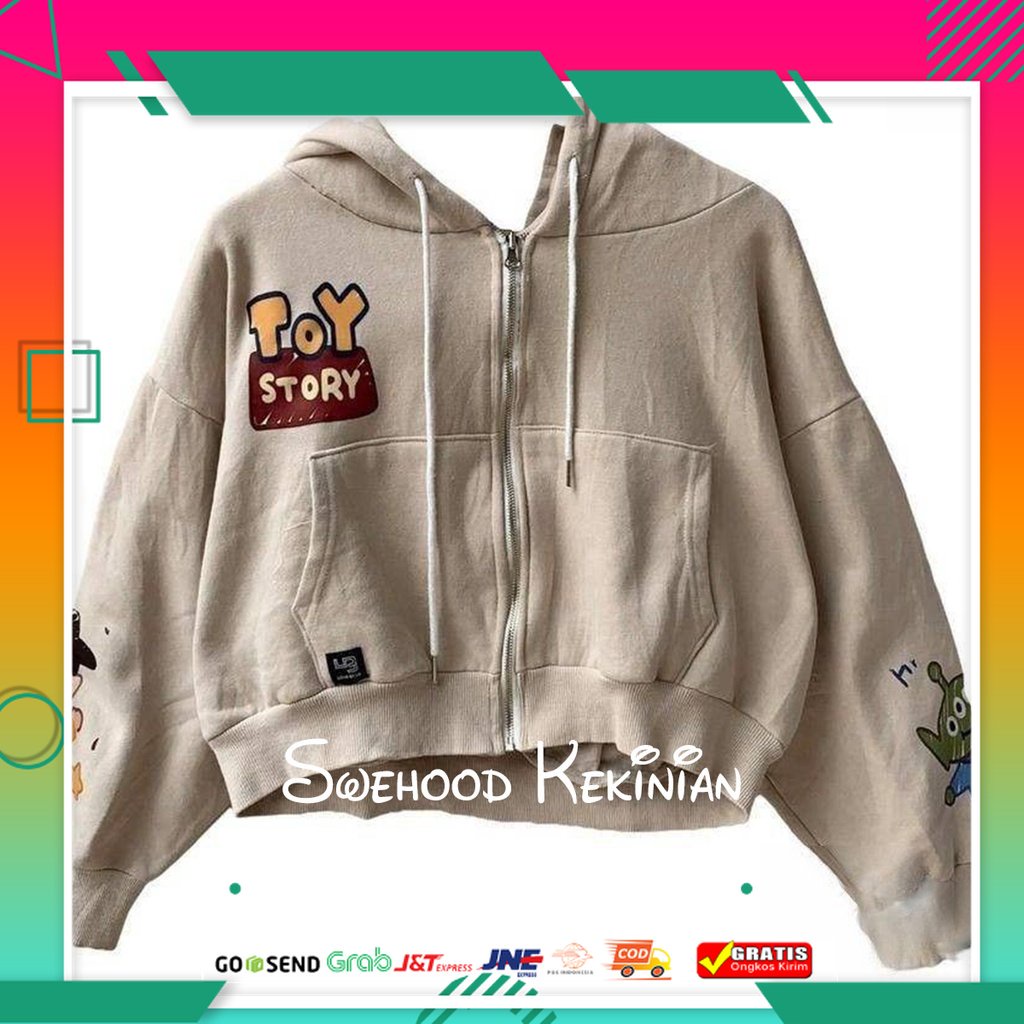 JAKET JUMBO ORI / TOY STORY ALIEN ZIPPER CROP PREMIUM Jaket Sweater Hoodie Zipper Wanita Kekinian Fa