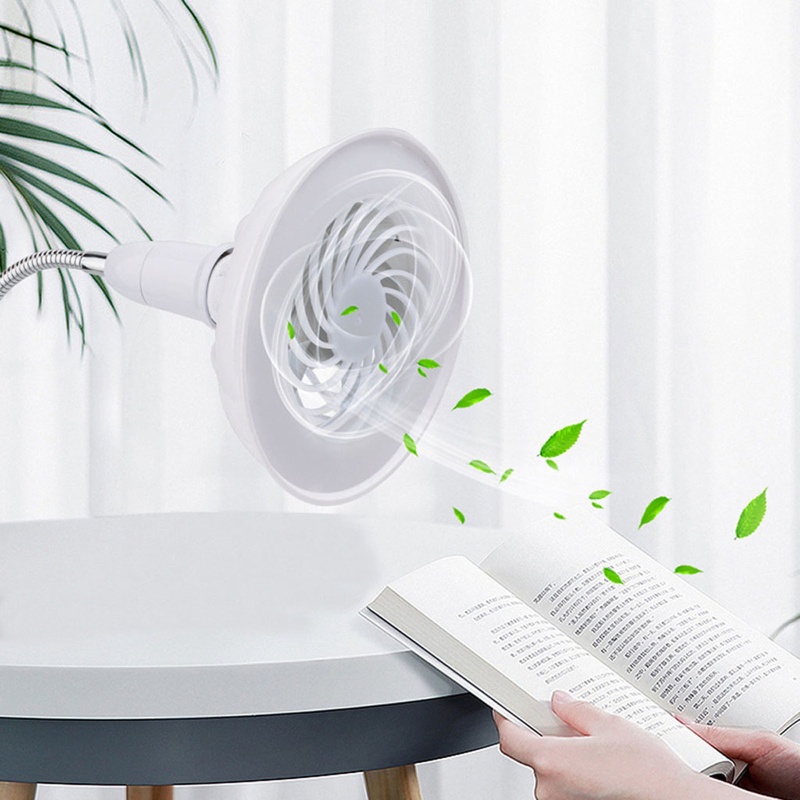 Gro Kipas Angin Mini Lamp Ceiling Fan with LED Light Cooler Lamp with E27 Kepala Lampu Untuk Kamar