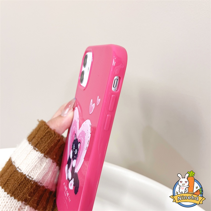 IPHONE Casing Kompatibel Untuk Iphone14 13 12 11 Pro Max X Xr Xs Max8 7 6 6s Plus SE 2020 Rose Red Heart Love Cute Cat Phone Case Shockproof Silikon Lembut Anti Gores Cover Pelindung