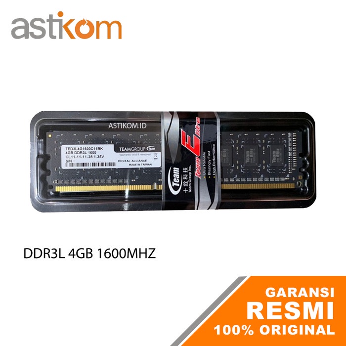 RAM PC TEAM ELITE DDR3L 4GB PC 1600Mhz Low Voltage 1.35V