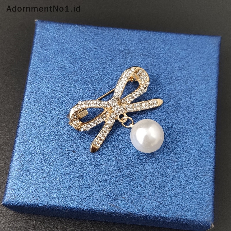 [AdornmentNo1] Bros Pin Ikatan Simpul Mutiara Vintage Untuk Wanita Rhinestones Brooch Designer Jewelry [ID]