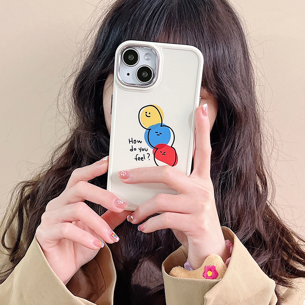 Kartun Colorful Emoji Face IPhone Case Kompatibel Untuk Iphone11 14 Pro Max Casing Ip13 Pro Max Iphone12 Case Lembut TPU Belakang Sarung Hp