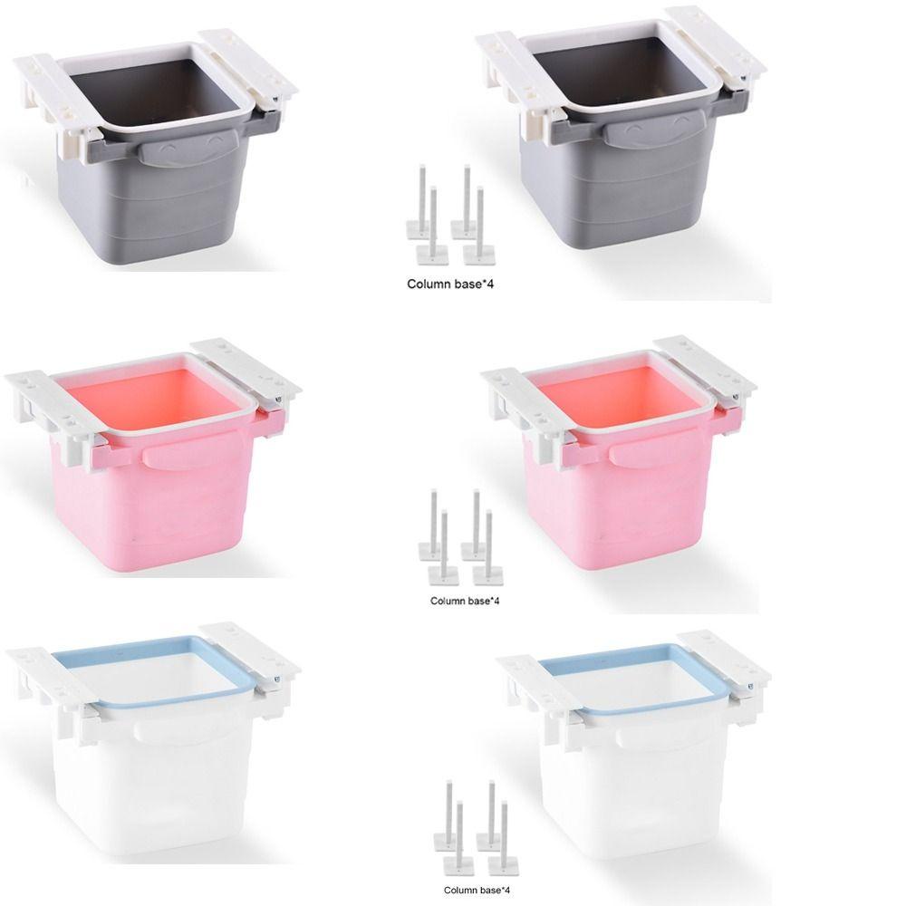 [Elegan] Dustbin Alat Pembersih Bawah Meja Plastik Portable Push-Pull Adhesive Waste Bin