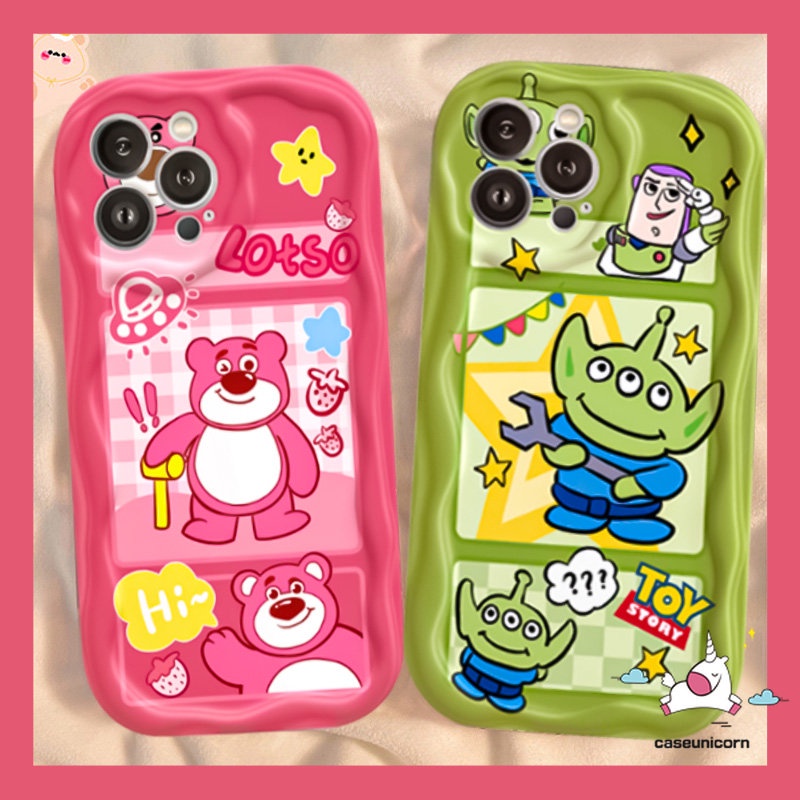 Case Beruang Strawberry Lucu Untuk Redmi Note12 10s 11 11s 10 Pro Max 10Pro Redmi A1 9T 10 9 10A A2 10C 9A 9C NFC POCO M3 Kartun Toy Story Manyo Alien Lembut 3D Bergelombang Penutup Tepi Melengkung