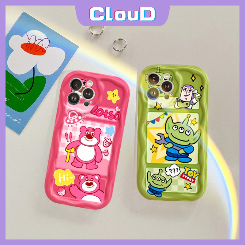 Casing Tepi Melengkung Bergelombang 3D Untuk Realme C55 C25Y C35 C33 C21Y C21 C17 C25 5s 7i 5i 6i 9i 5c3 C30 C20A C12 C31 C11 C15 C20 C25s Cute Strawberry Bear Manyo Kartun Toy Story Soft Cover