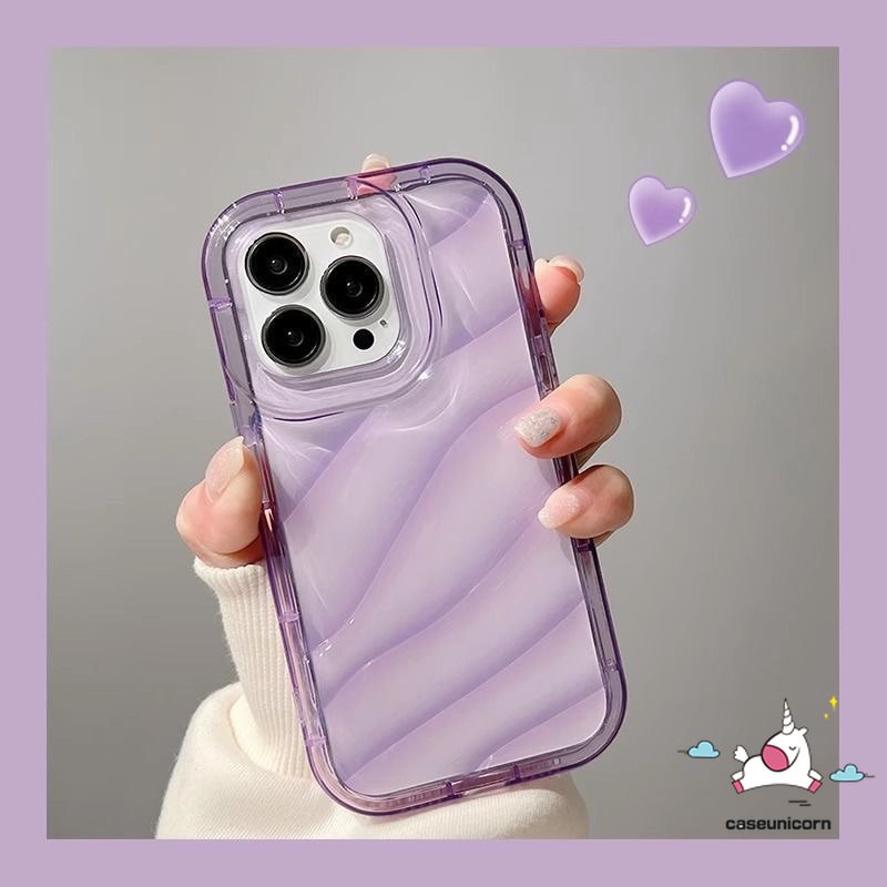 Casing Ponsel Pola Bergelombang Kreatif Kompatibel Untuk IPhone 7Plus Xr11 14 13 12 Pro MAX 6 6S 7 8 Plus X XS MAX SE 2020 Mewah Simple Bening Warna Macaron 3D Stereo Soft Cover