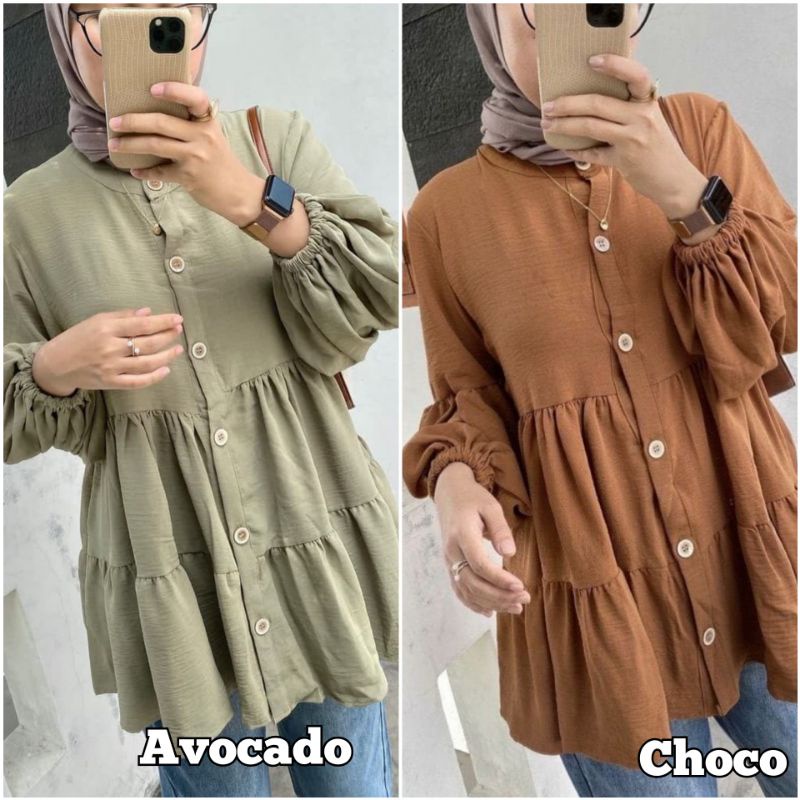 MAUDY Tunik Crinkle Airflow Premium Atasan Wanita Tunik Maudy Tunik / Tunik Polos / Tunik Ruffle / T