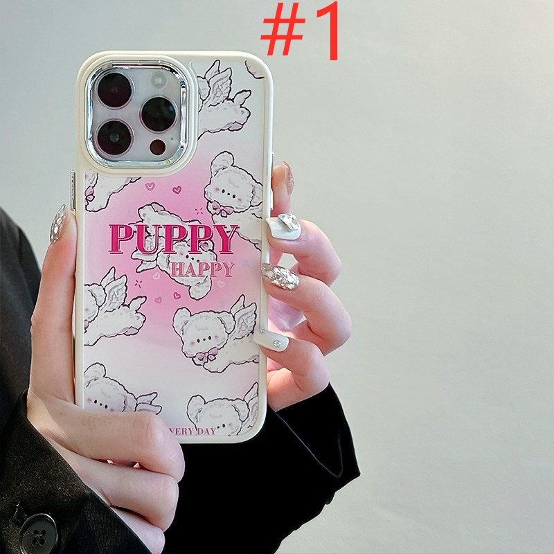 Pink Angel Puppy Soft Silicon Case HP iP iPhone 12 13 14 Pro Max 11 Girl Woman FTD Casing Apple