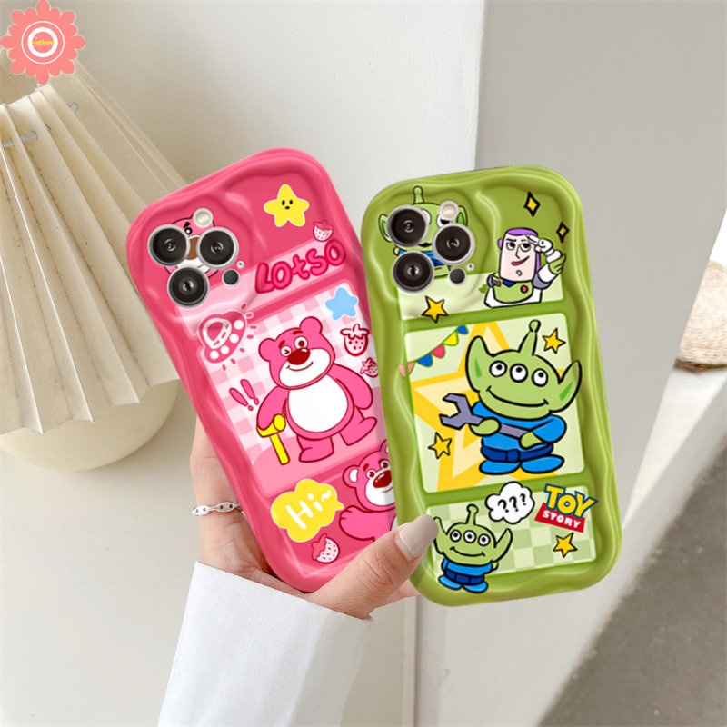 Casing Manyo Beruang Strawberry Lucu Untuk Realme C53 C35 C33 C25Y C21Y C21 C17 5s 7i 5i 6i 9i C25 C55 5 C3 C30 C20 C25s C12 C31 C11 C15 Kartun Toy Story Lembut 3D Bergelombang Lengkung Tepi Penutup