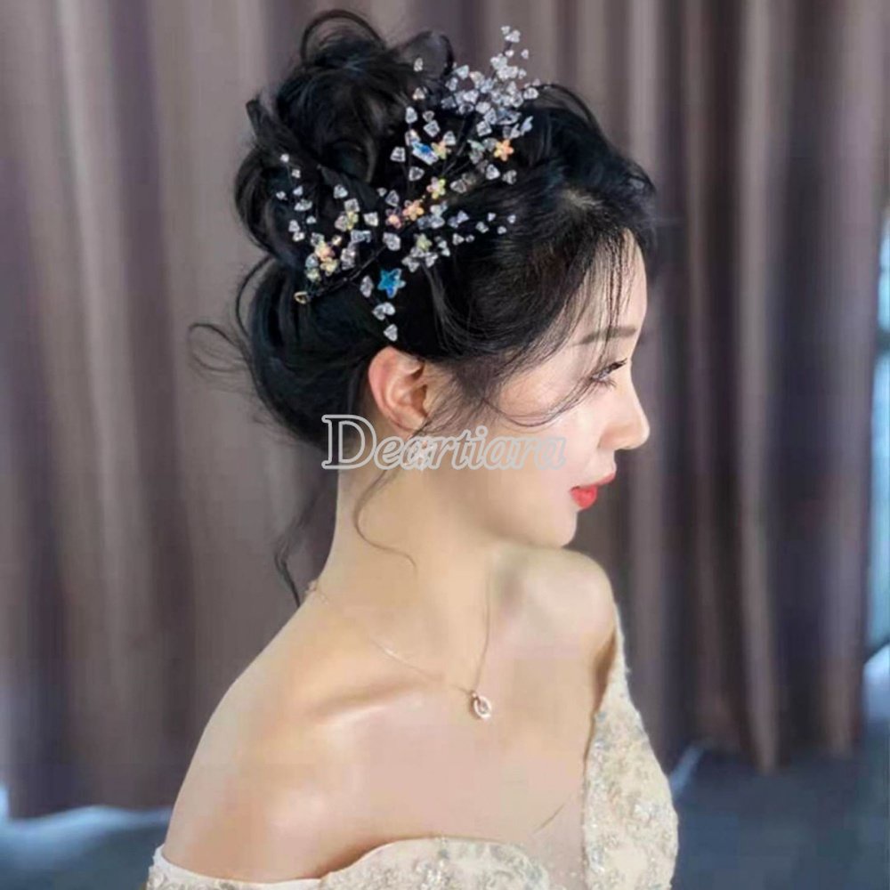 Modis Perhiasan Pengantin Mori Kristal Hiasan Kepala Pernikahan Wedding Dress Aksesoris Handmade Manis Serbaguna Rambut Band Set