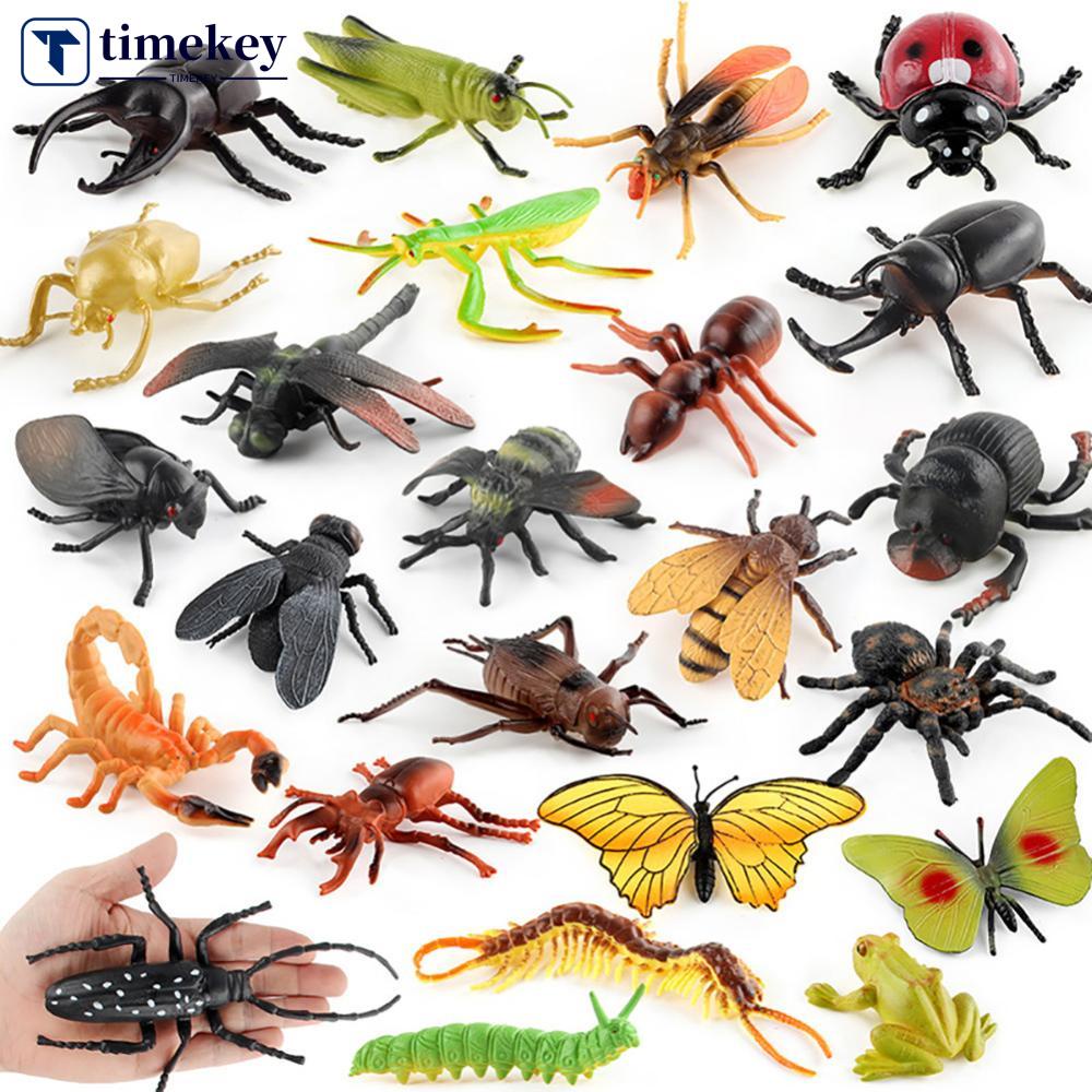 Timekey 1Pc Simulasi Serangga Patung Kumbang Spiders Mantis Longicorn Prank Mainan Edukasi Model Action Figure Mainan Anak R1U1