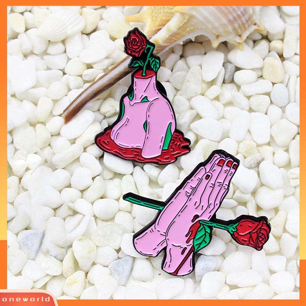 [ONE] Alloy Lapel Pin Eye-catching Halus Mawar Hati Bros Pin Ransel Dekorasi