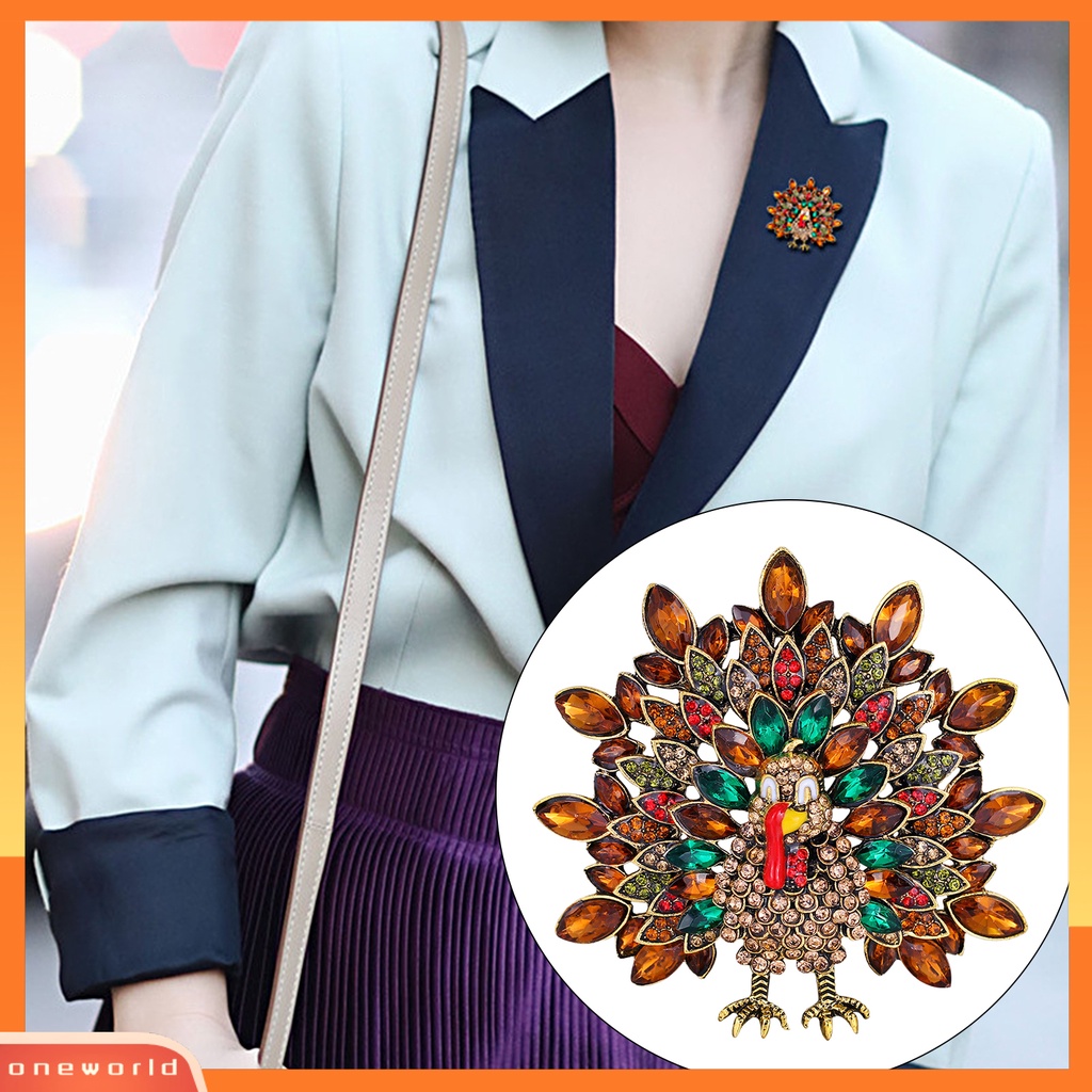 [ONE] Bros Pakaian Portable Serbaguna Stylish Peacock Rhinestone Animal Brooch Untuk Wanita