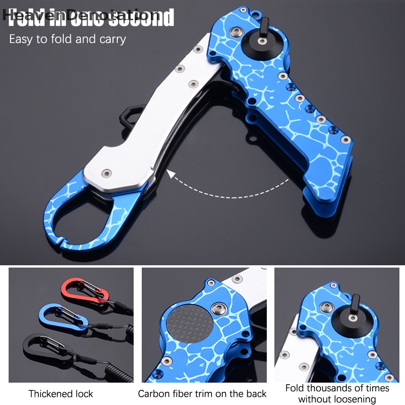 [HeavenDenotation] Baru Collapsible Fishing Grip Aluminium Alloy Fish Lip Grip Fish Hook Controller Adjustable Dengan Cincin Sambung Alat Pancing HDV