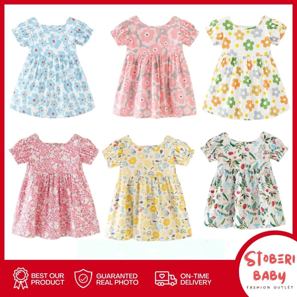 PUNCAK 3.3 stoberi baby -DRESS JOLLYCIA POPS dress anak IMPOR/dress anak perempuan/PRINTED DRESS/dress 100% KATUN PREMIUM QUALITY