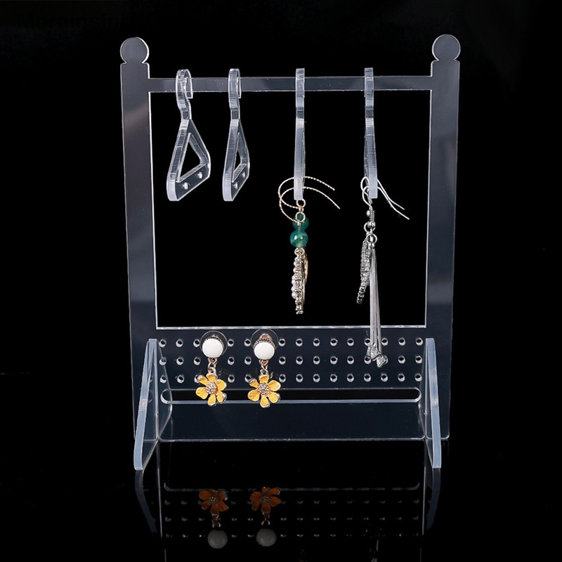 Mornin Akrilik Coat-hanger Shape Earring Display Stand Untuk Wanita Perhiasan Liontin Showcase Rak Papan Anting Transparan Ear Studs id