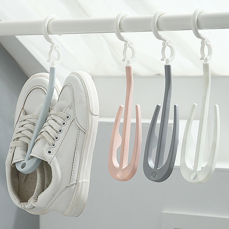 Multifungsi360° Rak Sandal Sepatu Berputar/Portable Double Hook Drying Shoes Hanger Storage Organizer