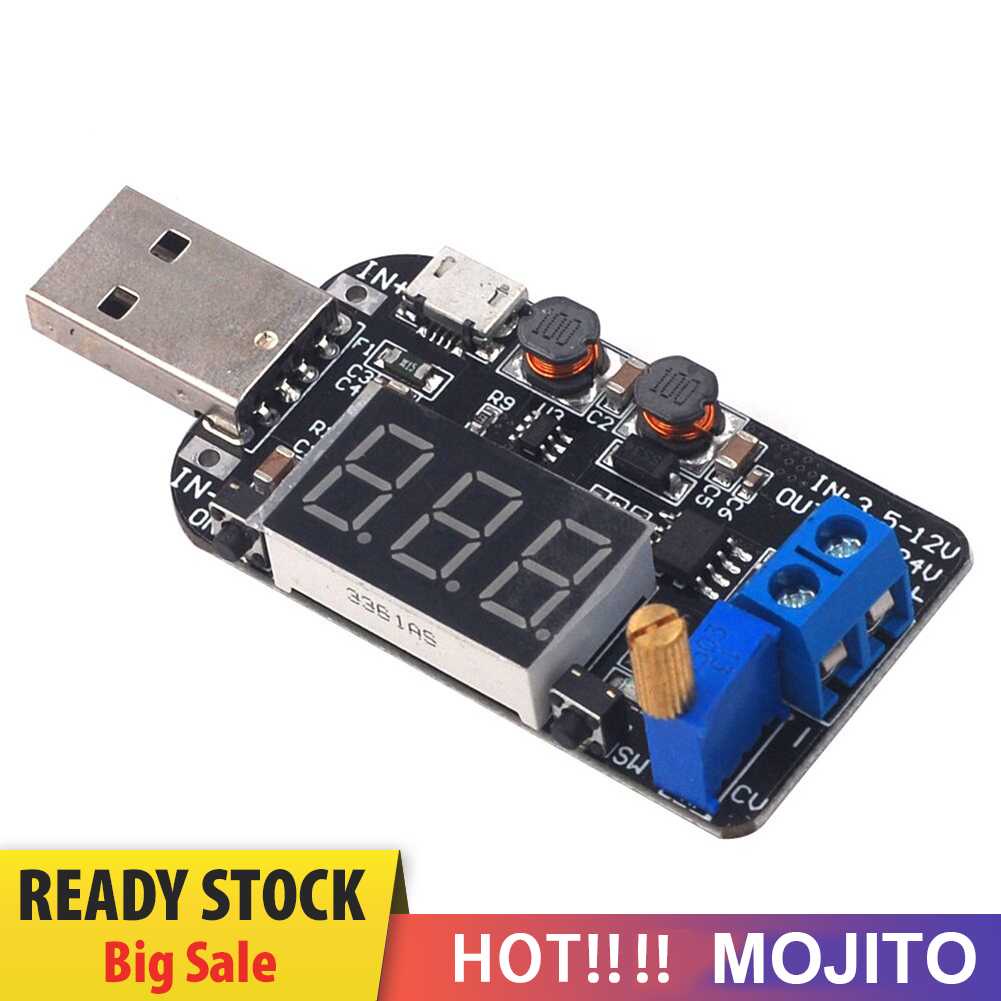 Modul Power Supply Buck-Boost USB Adjustable 5V Ke 3.3V 9V 12V 18V 24V DC-DC 3W