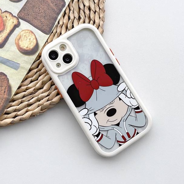 All New Cream Non-slip Camera Protect Soft Case IPhone X XR XS Max 11 12 13 14 Pro Max Women Girl Pretty Cute Couple Mickey Minnie Cartoon Phone Case