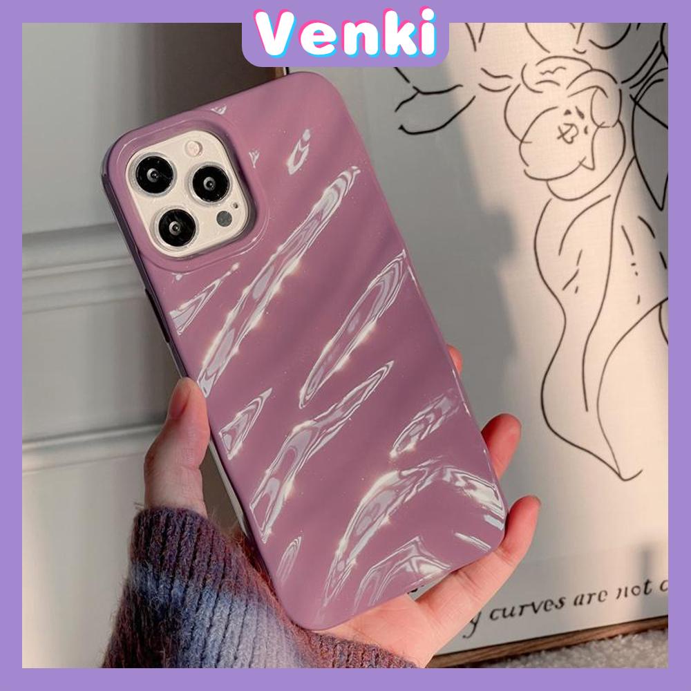 VENKI - Untuk iPhone 11 Case Soft Case Glossy 3D Ripple Dimensi Shockproof Coklat Ungu Hitam Putih Hijau Untuk iPhone 14 Pro Max 13 Pro max 12 Pro Max 11 iPhone XR XS 7Plus 8Plus