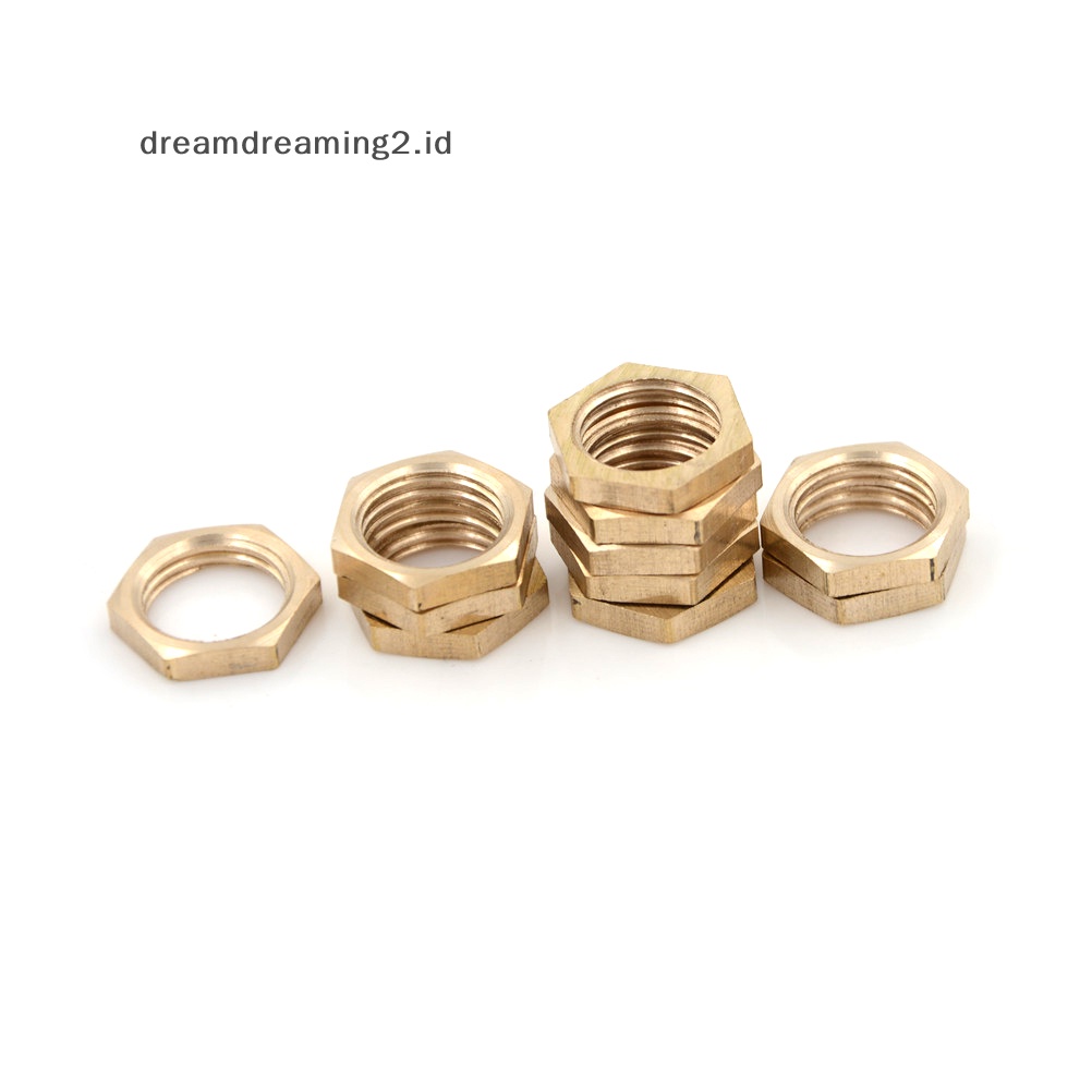 (drea) 10pcs Mur Hex Lock Kuningan Pipa Fitg 1/4&quot; BSP Female Drat/