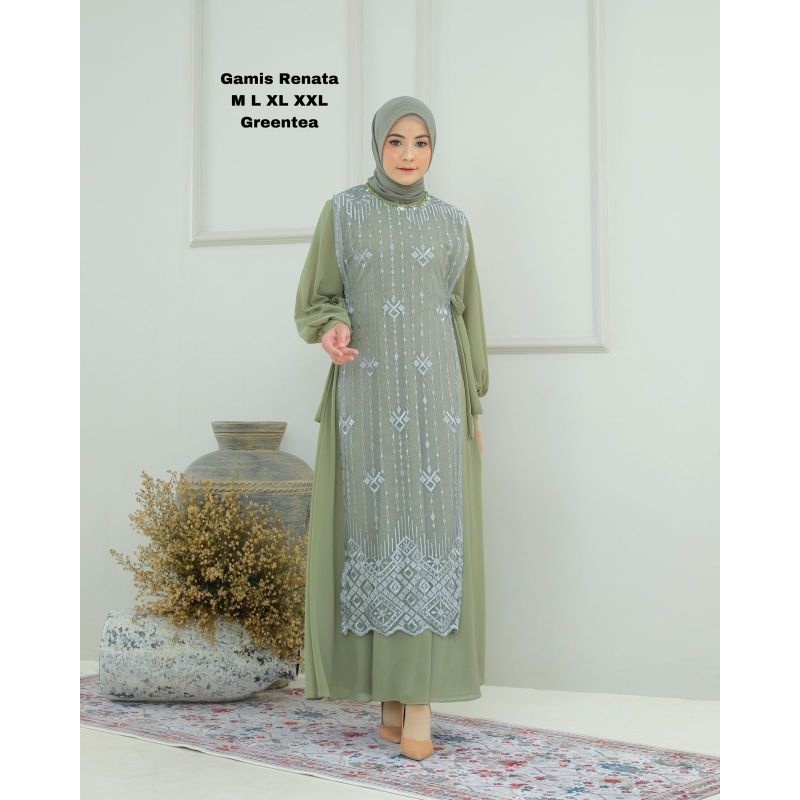 GAMIS RENATA DRESS BROKAT TILE CERUTY PREMIUM / GAMIS PESTA DAN KONDANGAN / DRESS PESTA TERBARU / BA