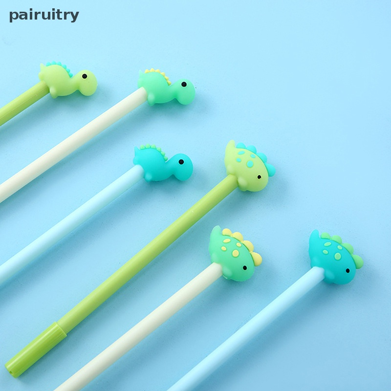 Prt 1PCS Warna Acak 0.5mm Lucu Kartun Silikon Dinosaurus Gel Pena Siswa Sig Kreatif Alat Tulis Perlengkapan Sekolah PRT