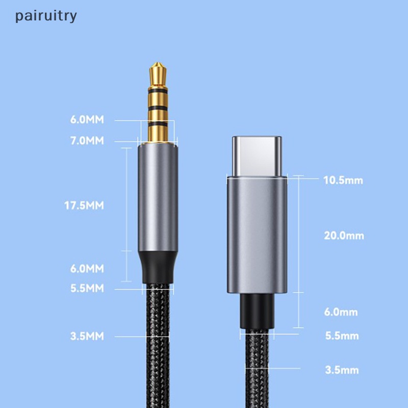 Kabel Aux PRT Tipe C Ke 3.5mm Kabel Speaker Kabel Audio Untuk Converter Headphone Mobil PRT