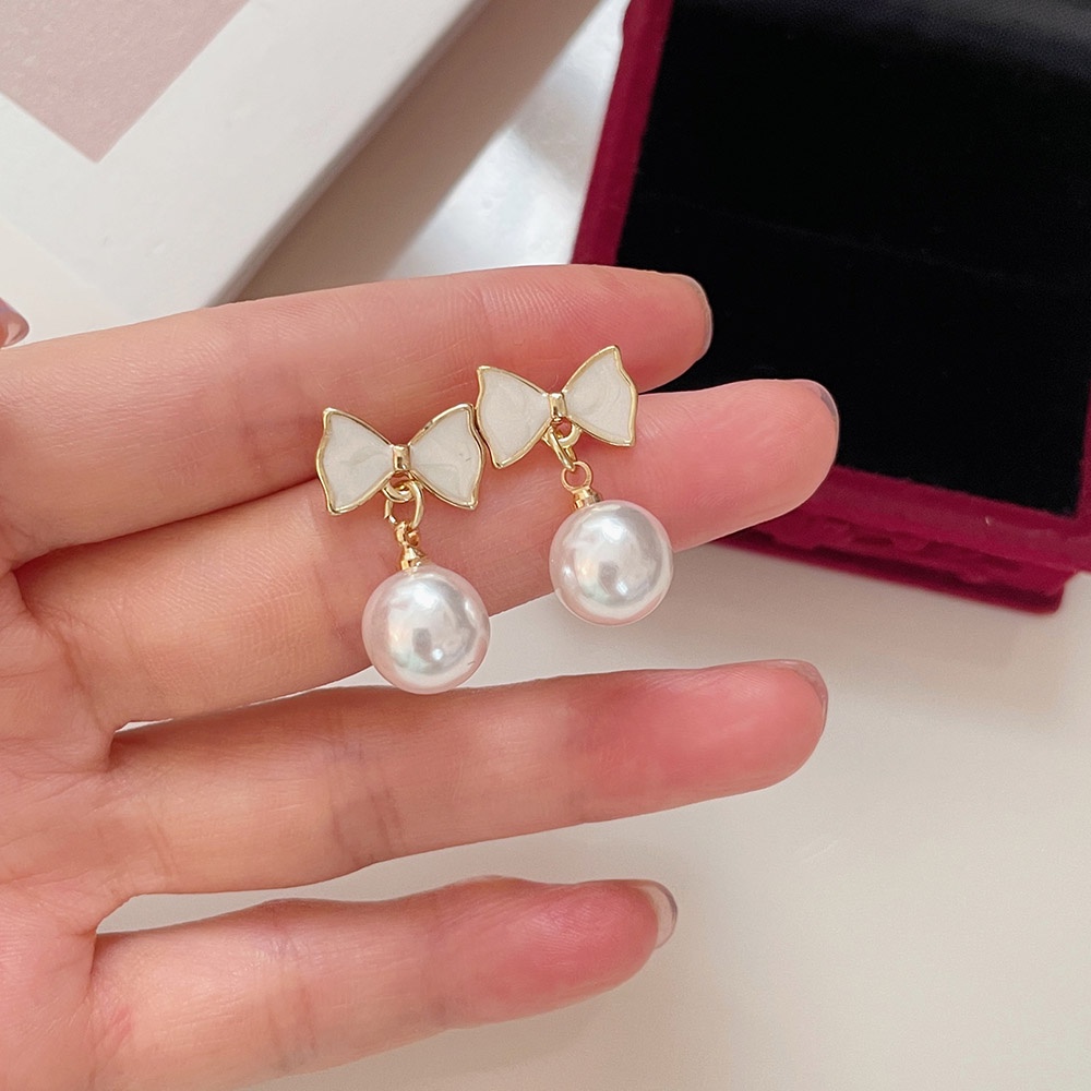 Anting Klip Ikatan Simpul Enamel Lucu Minimalis Non Tindik Simulasi Mutiara Perhiasan Earcuff Untuk Wanitapestahadiah
