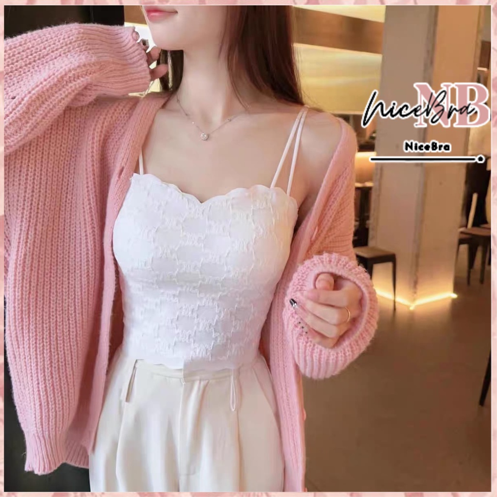 Nicebra Tanktop Wanita Style Gelembung Renda Kamisol Inner Top Beauty Strap Latex 1138