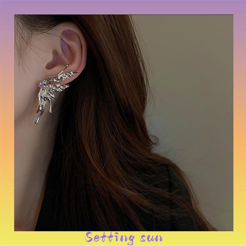 Anting Kupu-kupu Desain Zirkon Butterfly Anting Vintage Korea Gaya Untuk Wanita TN