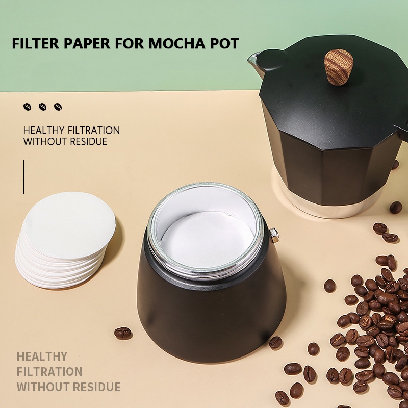 Filter 100 Buah Penyaring Kertas Kopi Sekali Pakai Moka Pot Kertas Penyaring Espresso Pegangan Mesin Bubuk Mangkuk Penyaring Portafilter Kertas Pembuat Barista