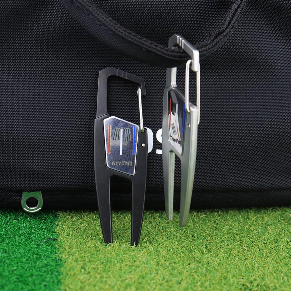 AUGUSTINA Golf Putting Hijau Garpu True Putt Menempatkan Hijau Zinc Alloy Outdoor Pitch Groove Cleaner Garpu Rumput Multifungsi Golf Divot Tools