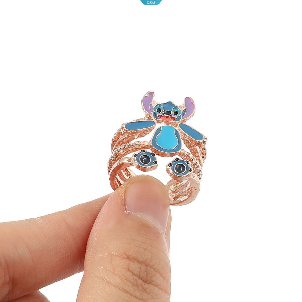 Baru Stitch Cincin Mewah Pesona Perhiasan Pembukaan Adjustable Dilepas Kristal Stitch Rings Halloween Aksesoris Hadiah [ZK]