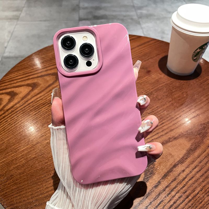 【Silk Wrinkle】Purple High-end Luxury Wave Soft Case for Apple IPhone 6S 7 8 Plus XR XS Max 11 12 13 14 Pro Max Bling Sparkly Water Ripple Case Women's Fashion Gift Pretty Fashion