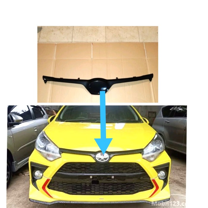 list kap mesin depan hood moulding agya TRD 2018 up hitam mengkilap