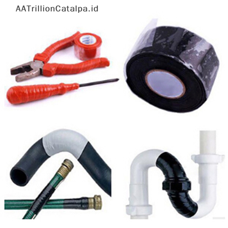 Aatrililioncatalpa 2.5cm*1.5m Lakban Anti Air Hitam Karet Kuat Seal Repair Tape ID
