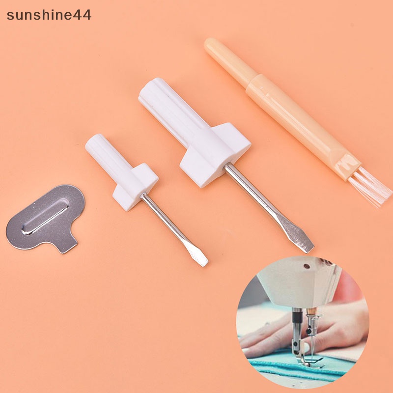 Sunshine 4pc /set Plate Driver Jahit Obeng Sikat Pembersih Alat Perbaikan Jahit ID