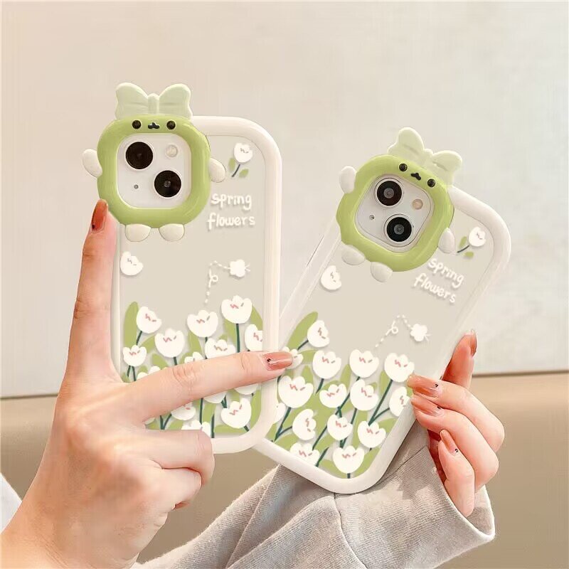 New Creative Cute 3D Bowknot Little Monster Lens Casing for iPhone 12 13 14 Pro Max 12 13 Mini 14 Pl