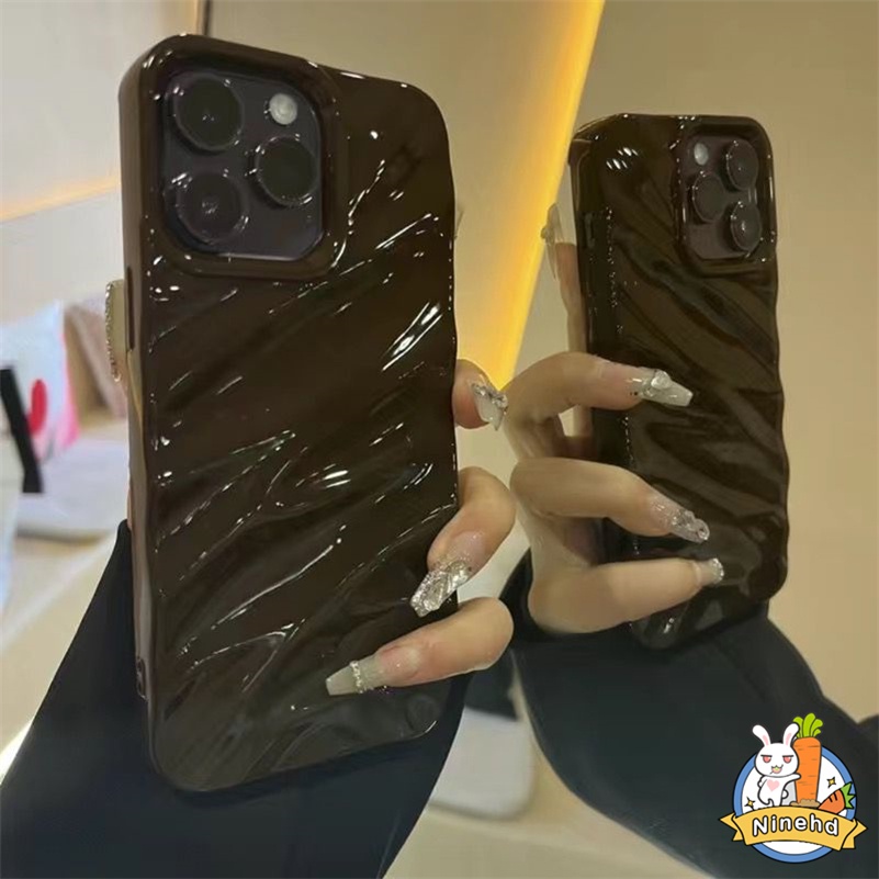 Casing iPhone 3D Lipit Premium Simple Warna Solid Kompatibel Untuk Iphone14 13 12 11 Pro Max X Xr Xs Max8 7 6 6s Plus SE 2020 Tpu Anti Pecah Shockproof Soft Case Cover Pelindung