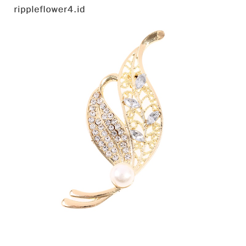{rippleflower4.id} Bros Peal Daun Berlian Imitasi Untuk Wanita Elegan Brooch Pin Pesta Hadiah Pernikahan~