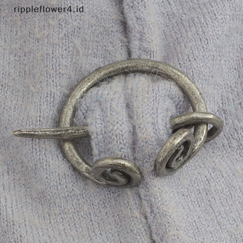 {rippleflower4.id} Retro Viking Kerah Bros Pin Gesper Spiral Clasp Bros Jubah Pin Brooch Hadiah~