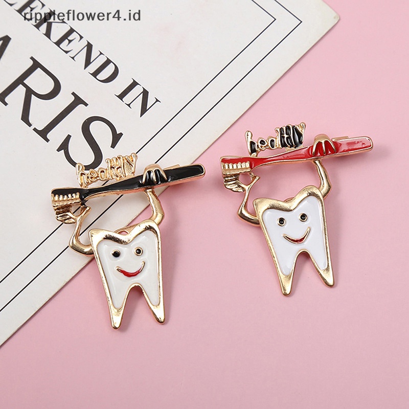 {rippleflower4.id} Sikat Gigi Gigi Kepribadian Enamel Kerah Bros Pin Perhiasan Logam Pin Kecil Untuk Hadiah Dokter Perawat~