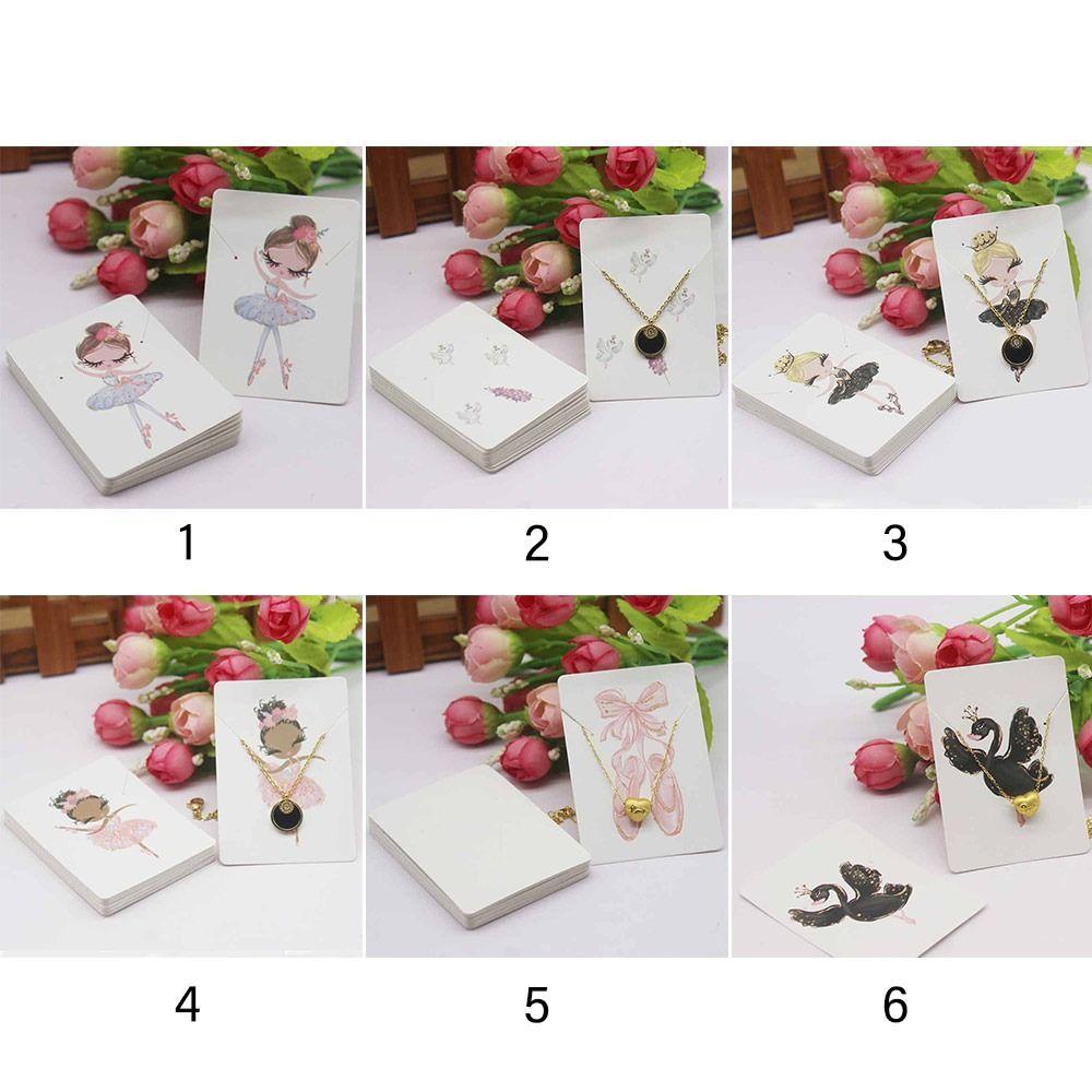 R-FLOWER 100pcs Display Perhiasan Kardus Kertas Kraft Kalung Gelang DIY Paket Label Kartun Swan Tag