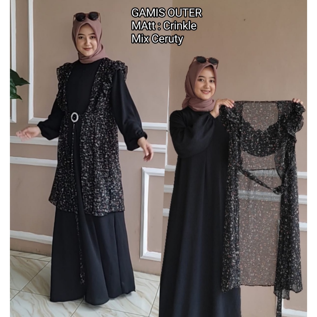 MERONA-GAMIS SET OUTER DRESS NEVA DRESS 2IN1/OUTER SET CRINKLE AIRFLOW INNER GAMIS + OUTER CERUTTY/COD/gamis 2in1/set outer viral/outer set bunga daisy korea