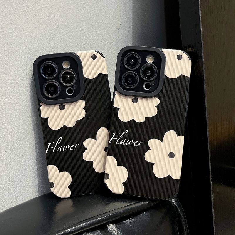 All New Pretty Black Art Flower Soft Case IPhone 7 Plus 8 Plus X XS XR XS Max 11 13 12 14 PRO Max 14 Plus SE Phone Case Girl Girl Women' Fashion Phone Case